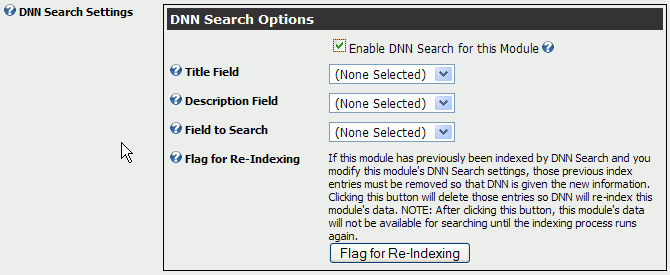 DNN Search Configuration Options