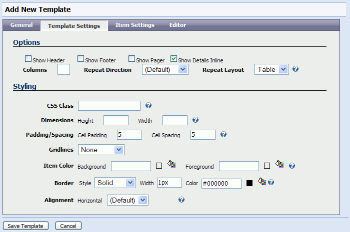 Ebook Review List Template - Template Settings Tab