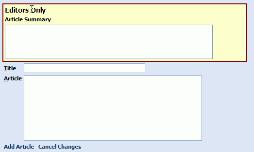 Form with panel showing
