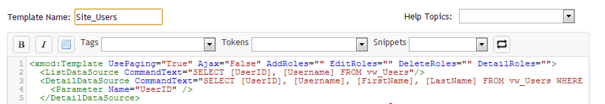 Template Editor with Site_Users name