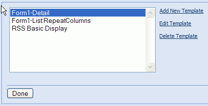 Manage Templates - Starting Panel