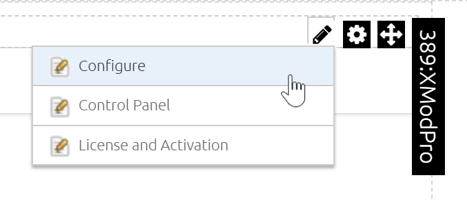 Configure option in the module actions menu