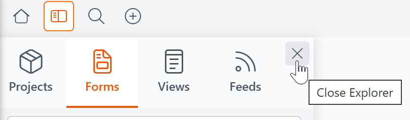 The close button on the Explorer panel