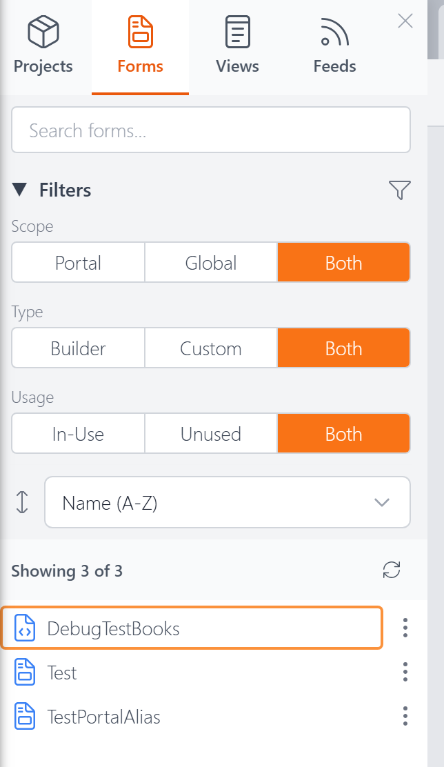 The Forms tab