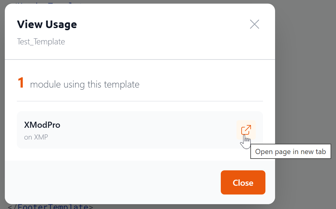 The View Usage dialog