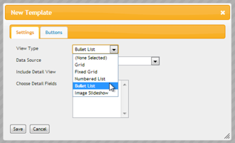 Select Bullet List View Type